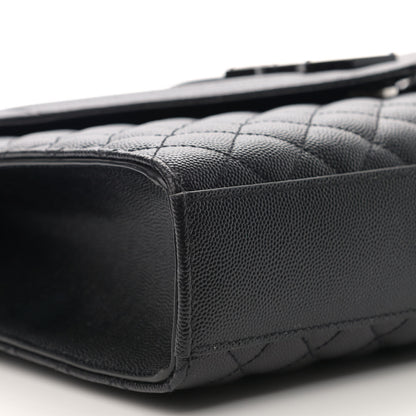 Saint Laurent Grain De Poudre Textured Mixed Matelasse Large Triquilt Monogram Monochrome Satchel Black 9 of 11