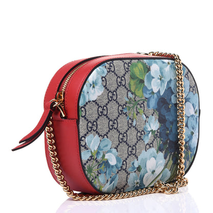 Gucci GG Supreme Monogram Blooms Mini Chain Shoulder Bag Beige Blue Navy Hibiscus Red 3 of 10