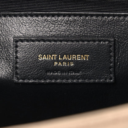 Saint Laurent Grain De Poudre Textured Mixed Matelasse Medium Triquilt Monogram Satchel Dark Beige 6 of 10