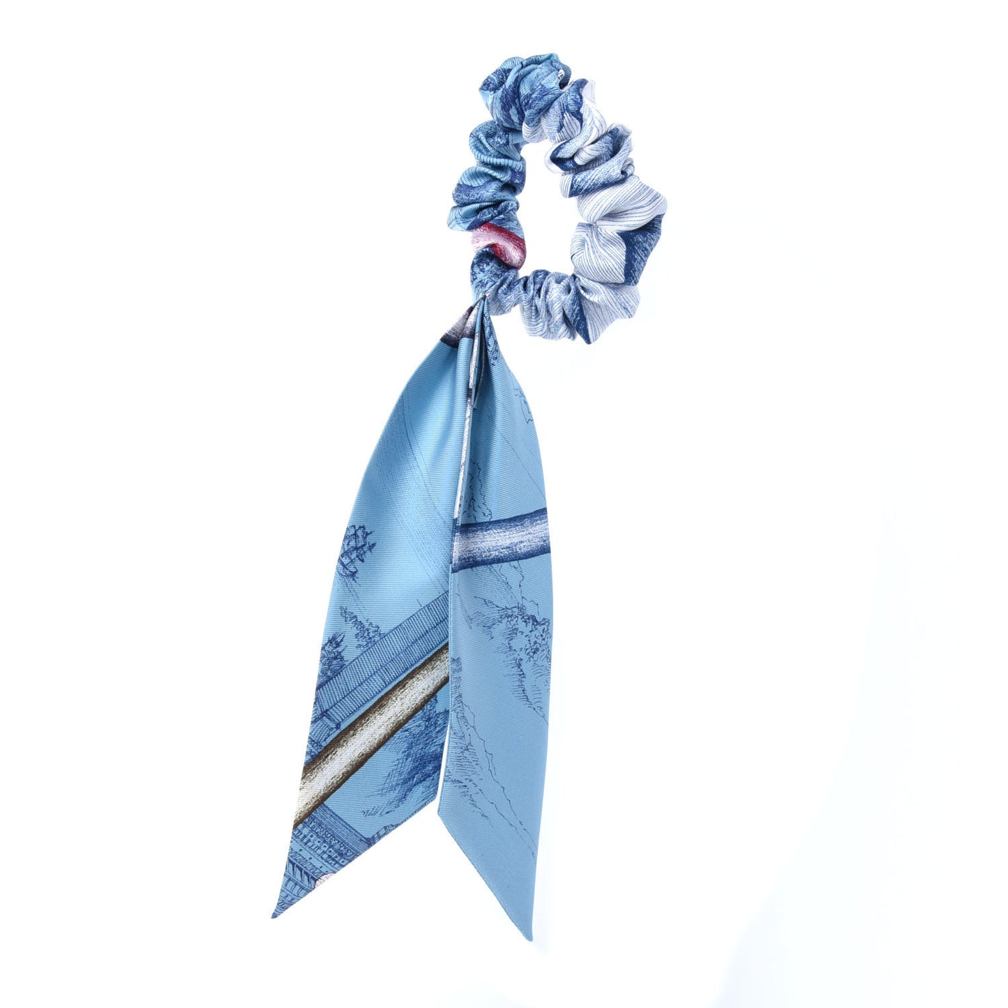 Silk Twilly Scrunchie Blue