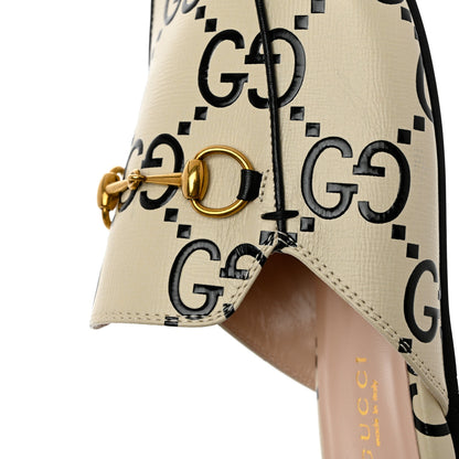 Gucci Azalea Calfskin GG Monogram Bi-Color Debossed Womens Princetown Slippers 38.5 Mystic White Black 9 of 12