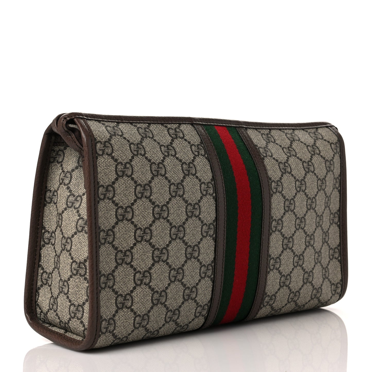 GG Supreme Monogram Web Toiletry Case Brown
