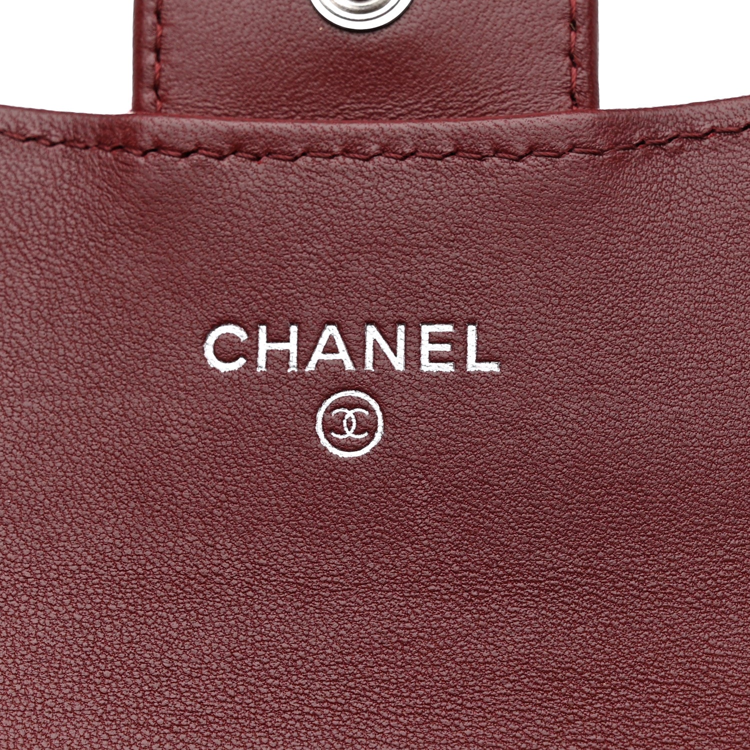 Chanel Lambskin Quilted Flap Card Holder Wallet Burgundy 5 of 8