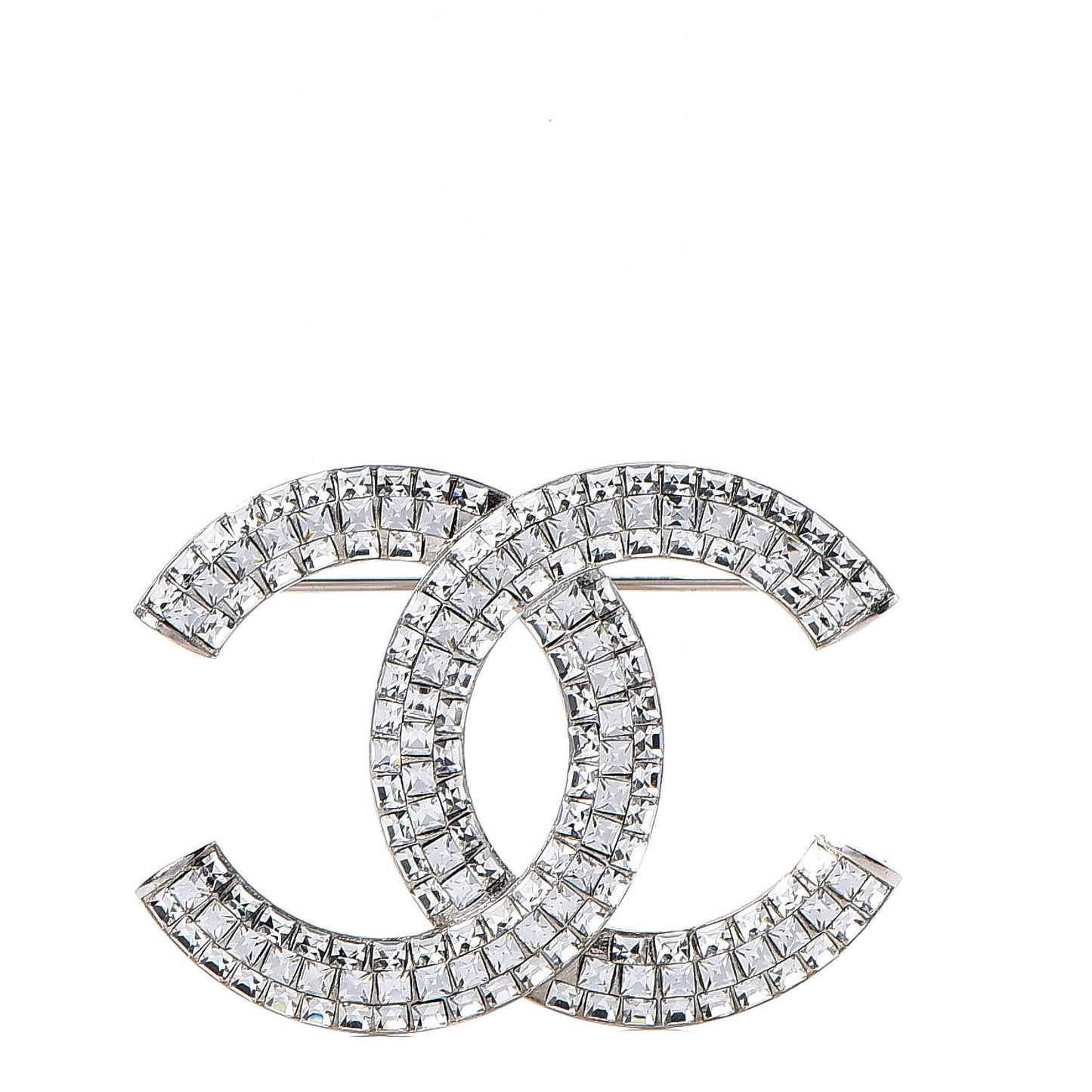 Baguette Crystal CC Brooch Silver