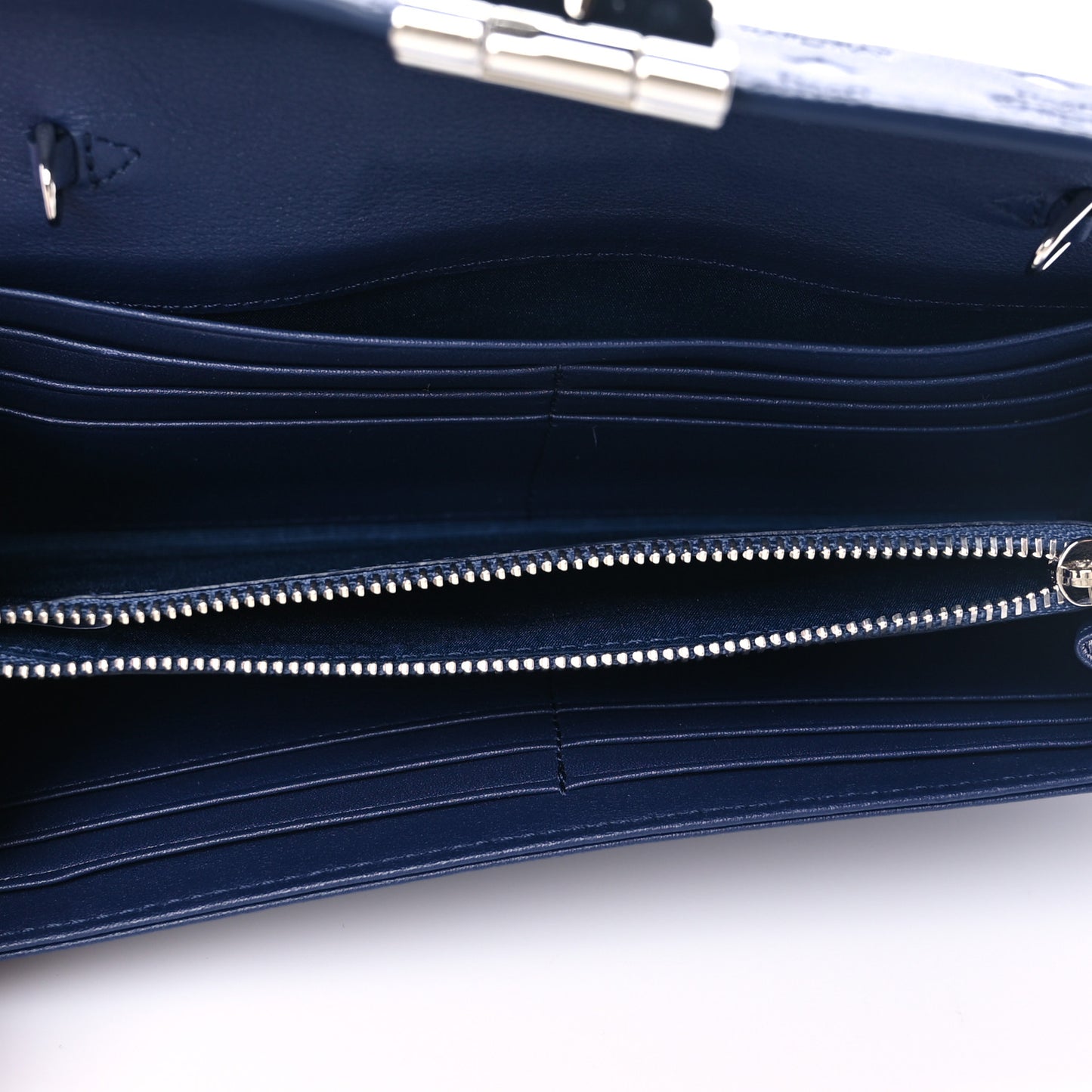 Calfskin Ottomar Large Patricia Wallet On Chain Navy Blue