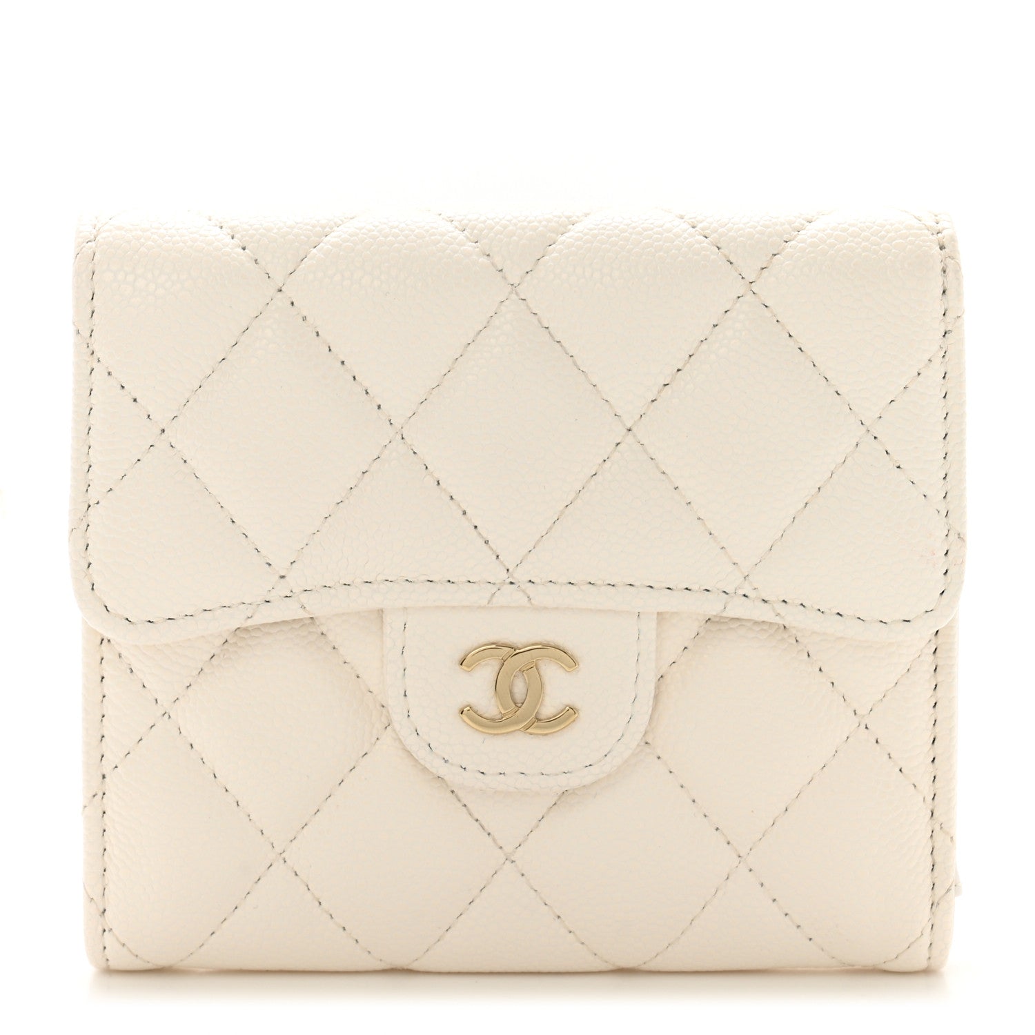 Chanel Caviar Quilted Compact Flap Wallet White 1 of 11