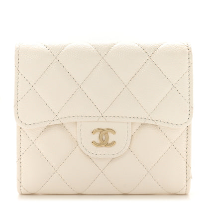 Chanel Caviar Quilted Compact Flap Wallet White 1 of 11