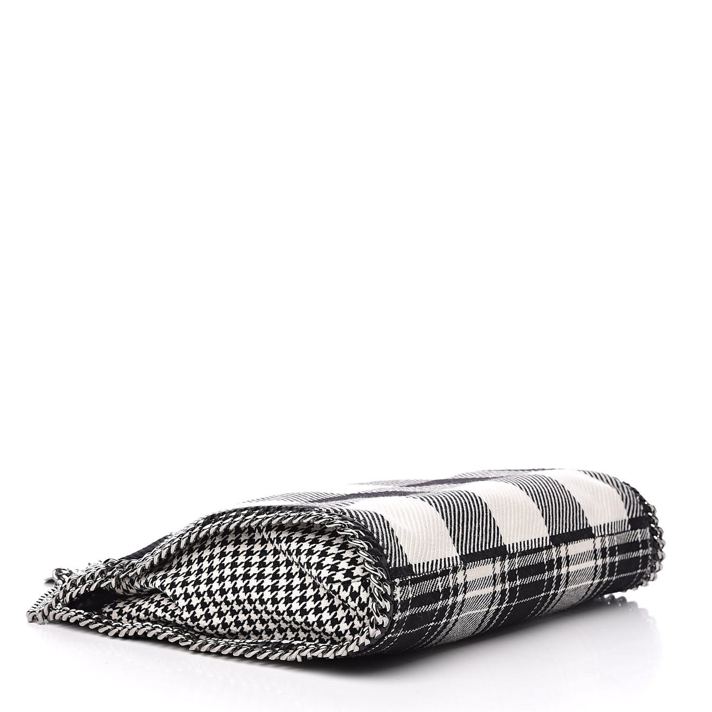 Wool Plaid Falabella Fold Over Tote Black