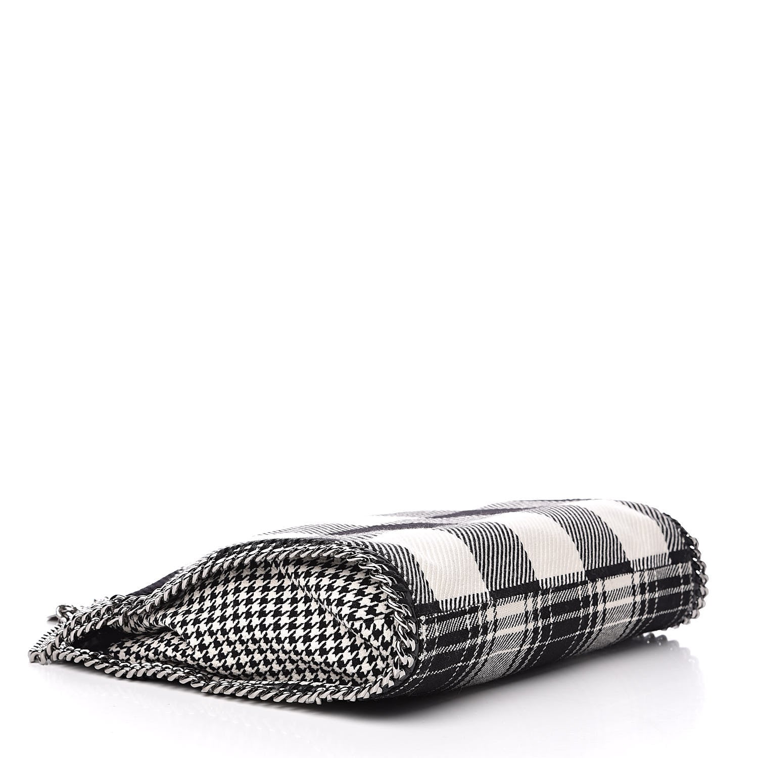 Stella McCartney Wool Plaid Falabella Fold Over Tote Black 4 of 8