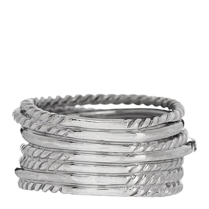 David Yurman Sterling Silver Diamond 11mm Wide Crossover Cable Ring 54 7 3 of 4