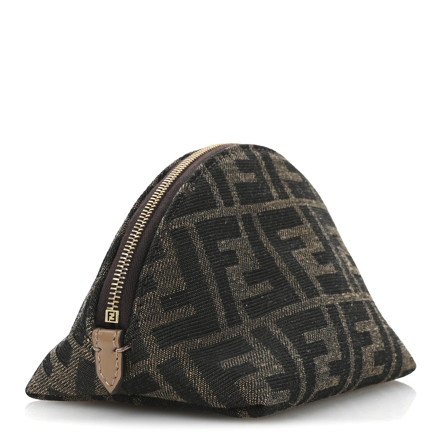Fendi Fabric Jacquard FF 1974 Small Beauty Pouch Tobacco Moro Black 3 of 7
