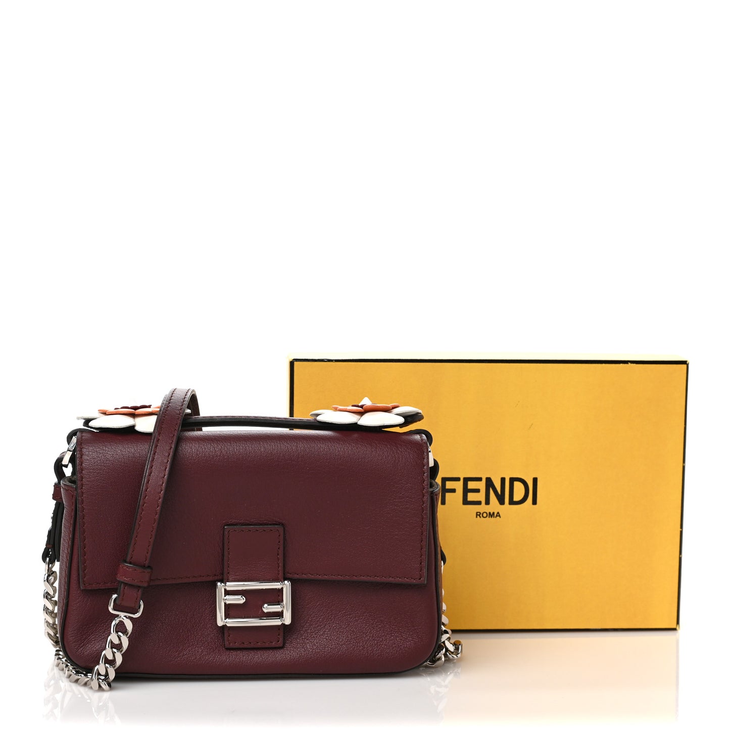 Vitello Dolce Flowerland Bi-Color Studded Micro Double Baguette Bordeaux White Ice