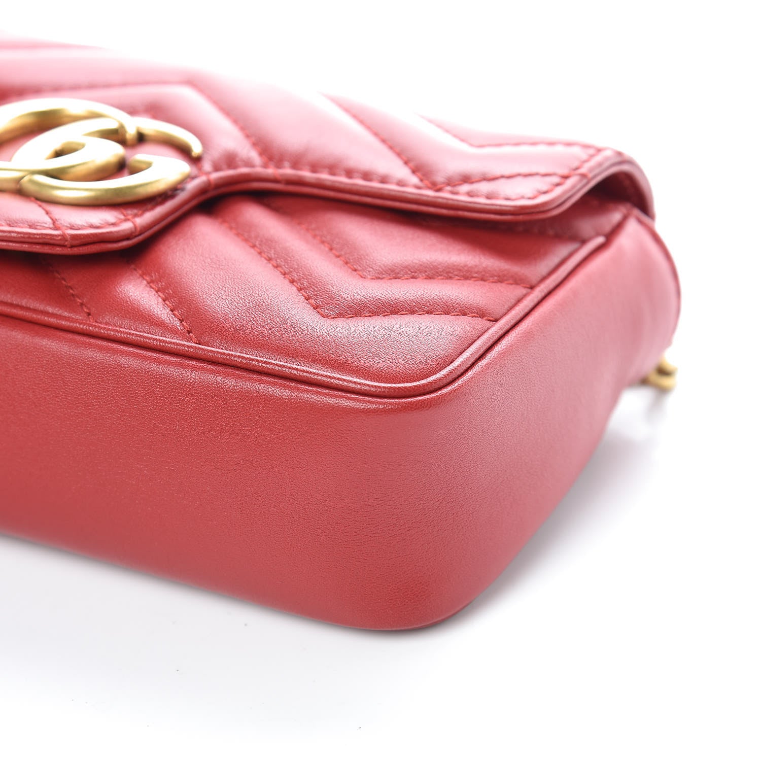 Gucci Calfskin Matelasse Super Mini GG Marmont Shoulder Bag Hibiscus Red 6 of 10