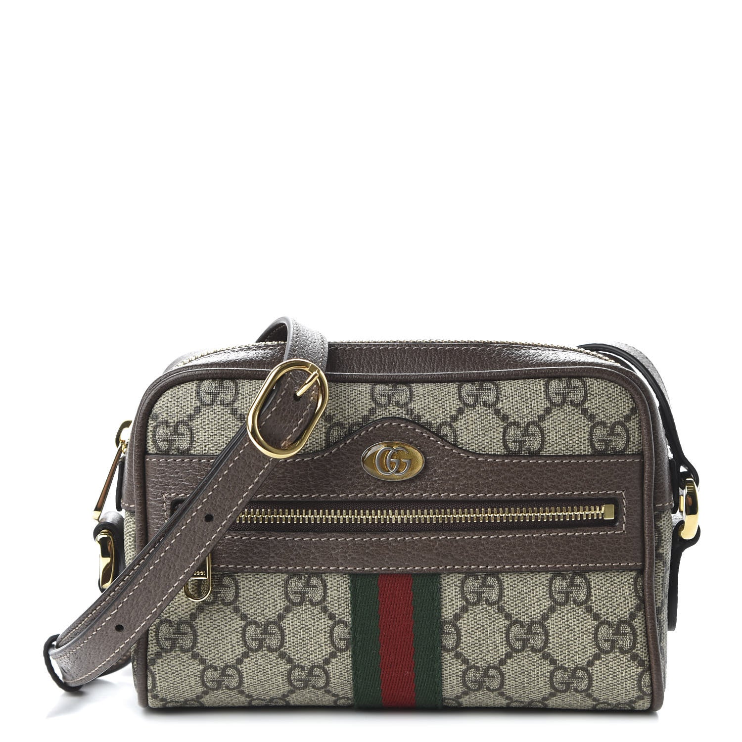 Gucci GG Supreme Monogram Web Mini Ophidia Shoulder Bag Brown 1 of 10