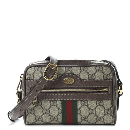 Gucci GG Supreme Monogram Web Mini Ophidia Shoulder Bag Brown 1 of 10