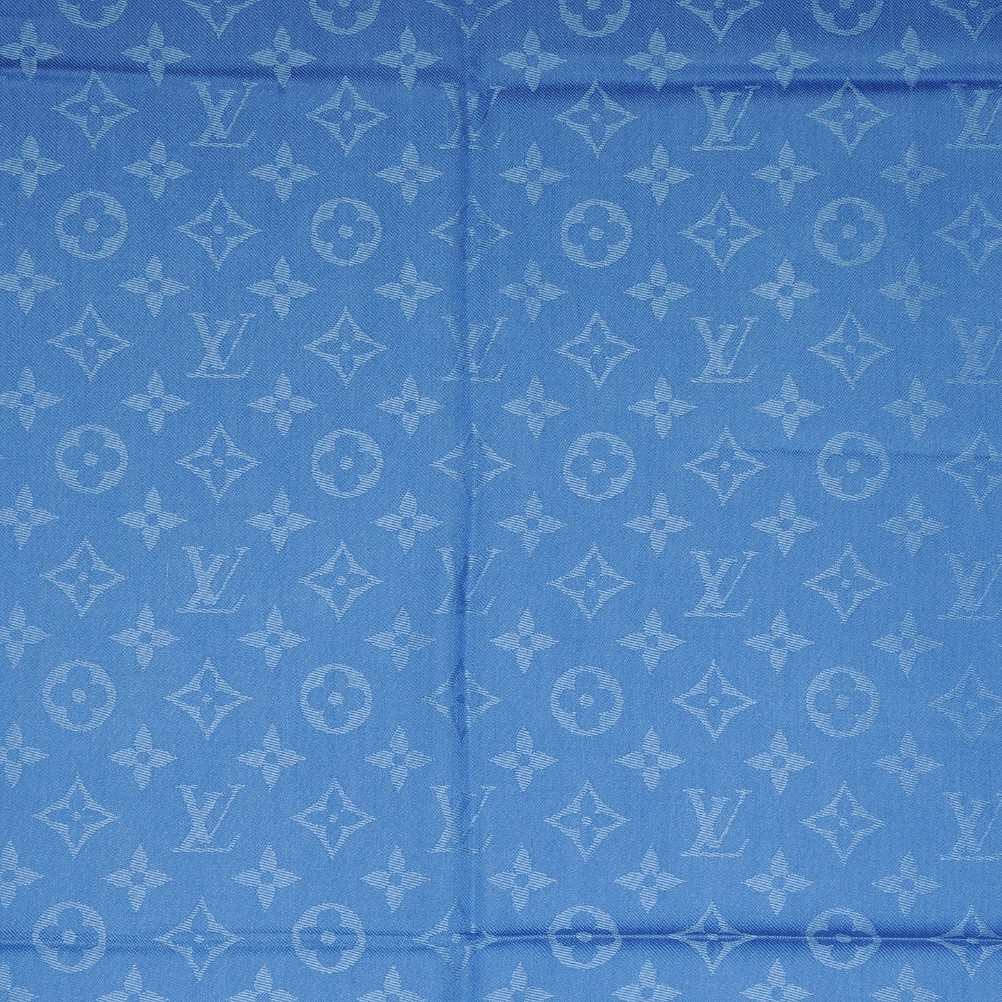 Wool Silk Monogram Shawl Blue