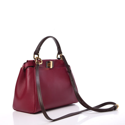 Fendi Nappa Mini Peekaboo Iconic Satchel Black Cherry Brown 5 of 11