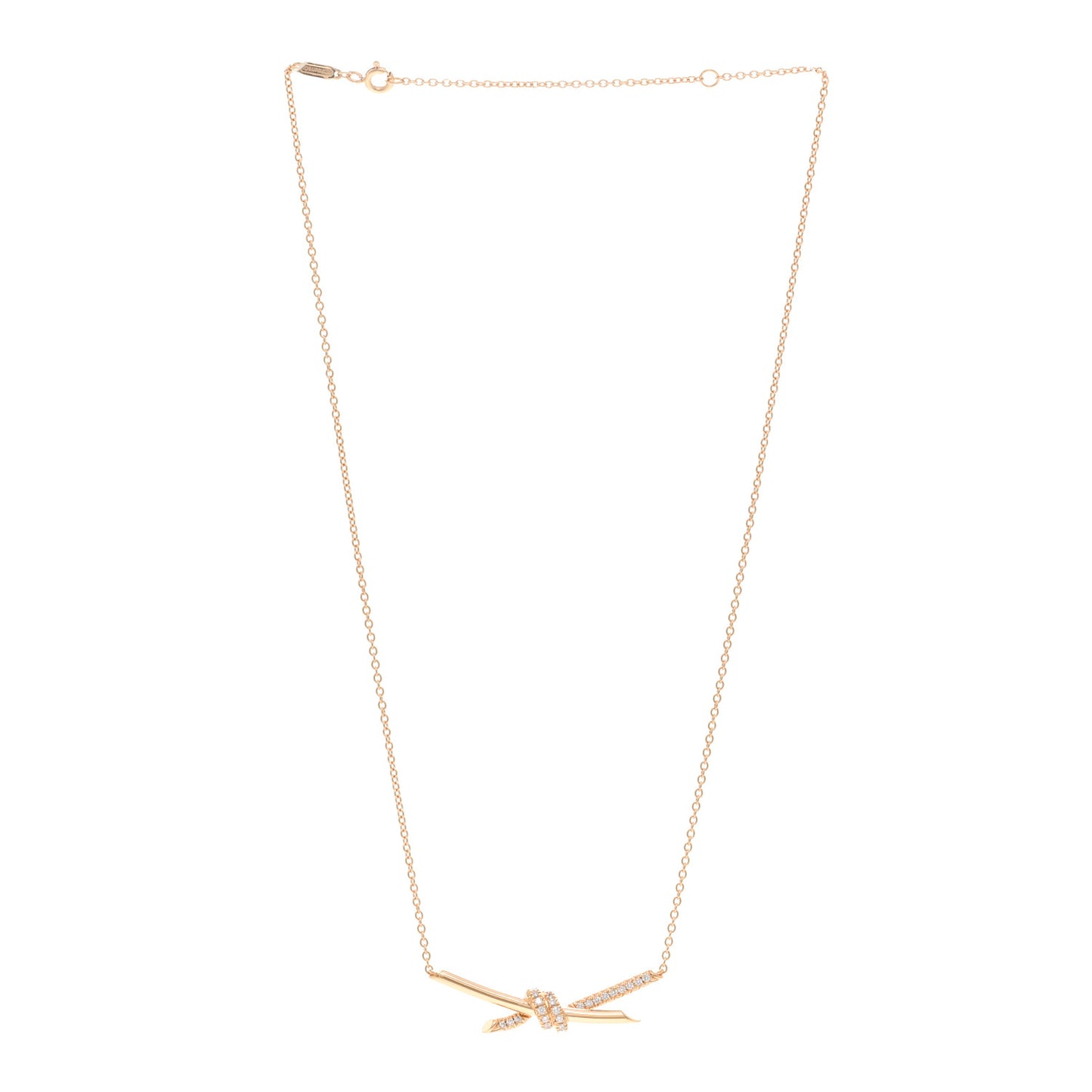 18K Rose Gold Diamond Knot Necklace