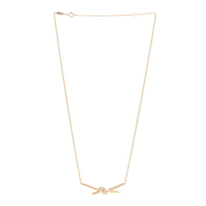 Tiffany 18K Rose Gold Diamond Knot Necklace 3 of 4