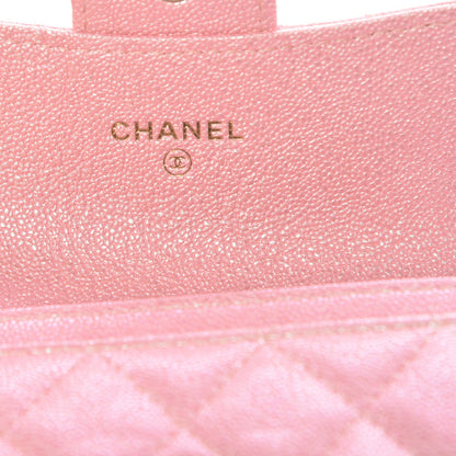 Chanel Iridescent Caviar Quilted Flap Card Holder Rose Pink 6 of 9