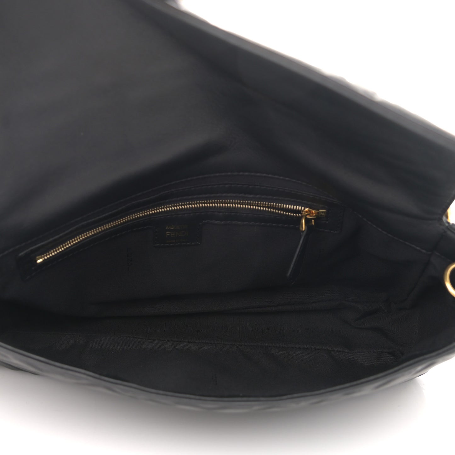 Nappa FF 1974 Embossed Large Baguette Black