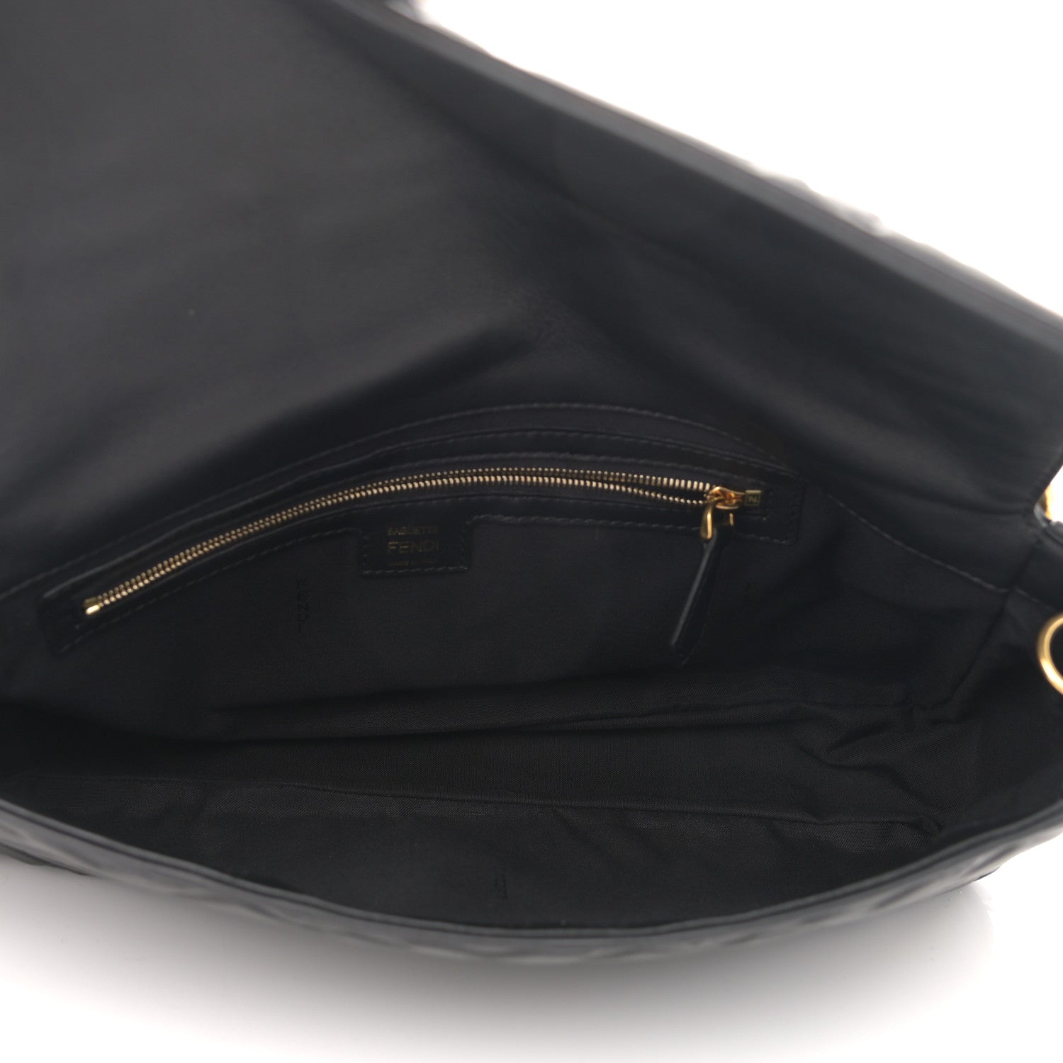 Fendi Nappa FF 1974 Embossed Large Baguette Black 4 of 9