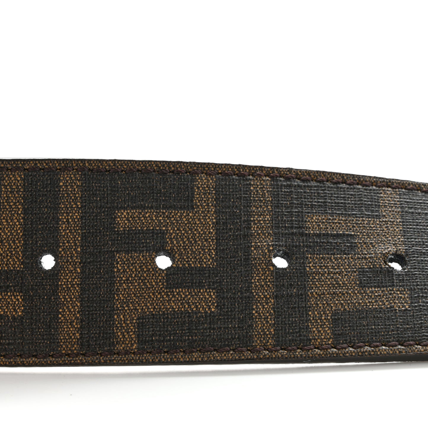 Cuoio Romano Glazed Fabric Enamel FF 1974 Reversible Belt Black Tobacco Yellow