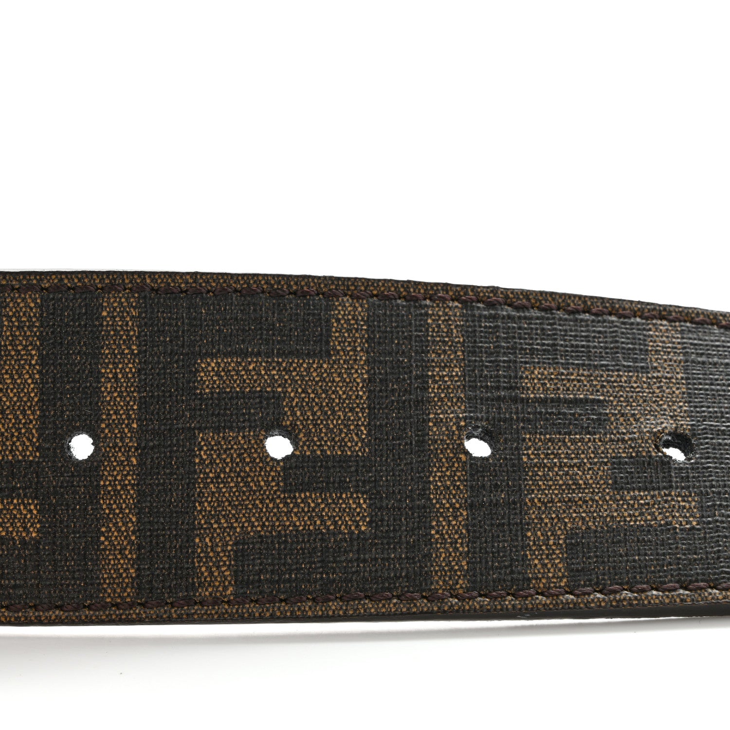 Fendi Cuoio Romano Glazed Fabric Enamel FF 1974 Reversible Belt Black Tobacco Yellow 5 of 5