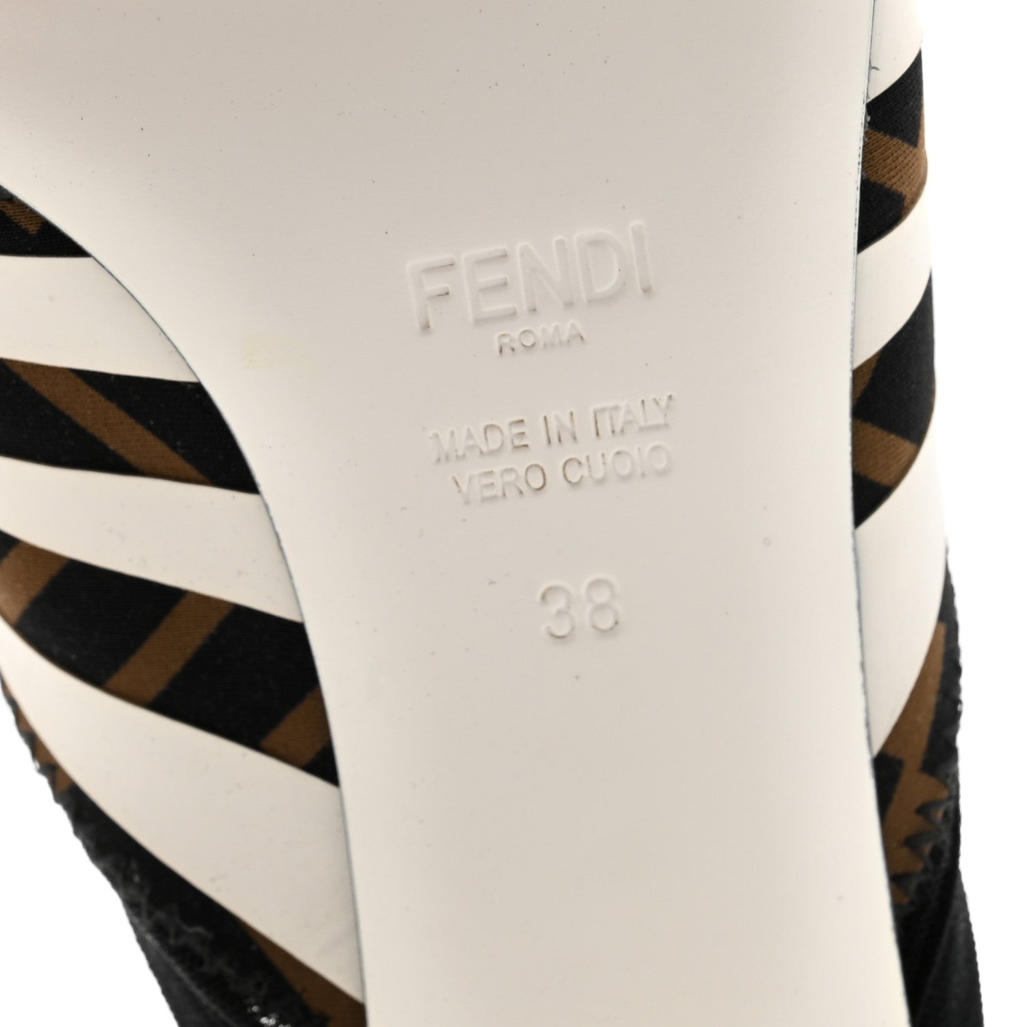 Fendi Technical Mesh FF FFreedom Patchwork Low Heel Peep Toe Sandals 38 Tobacco Black Asfalto 7 of 8