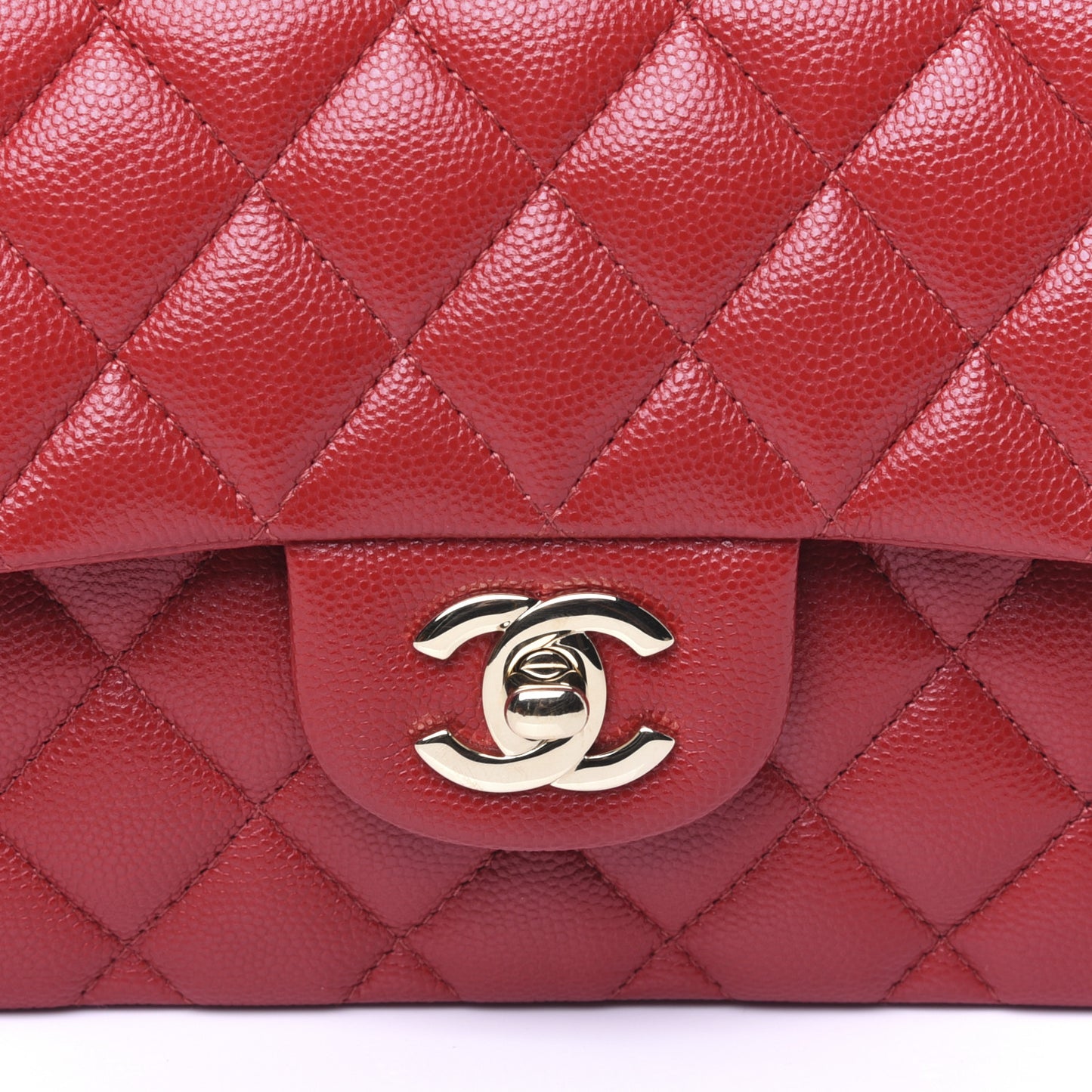Caviar Quilted Small Double Flap Red