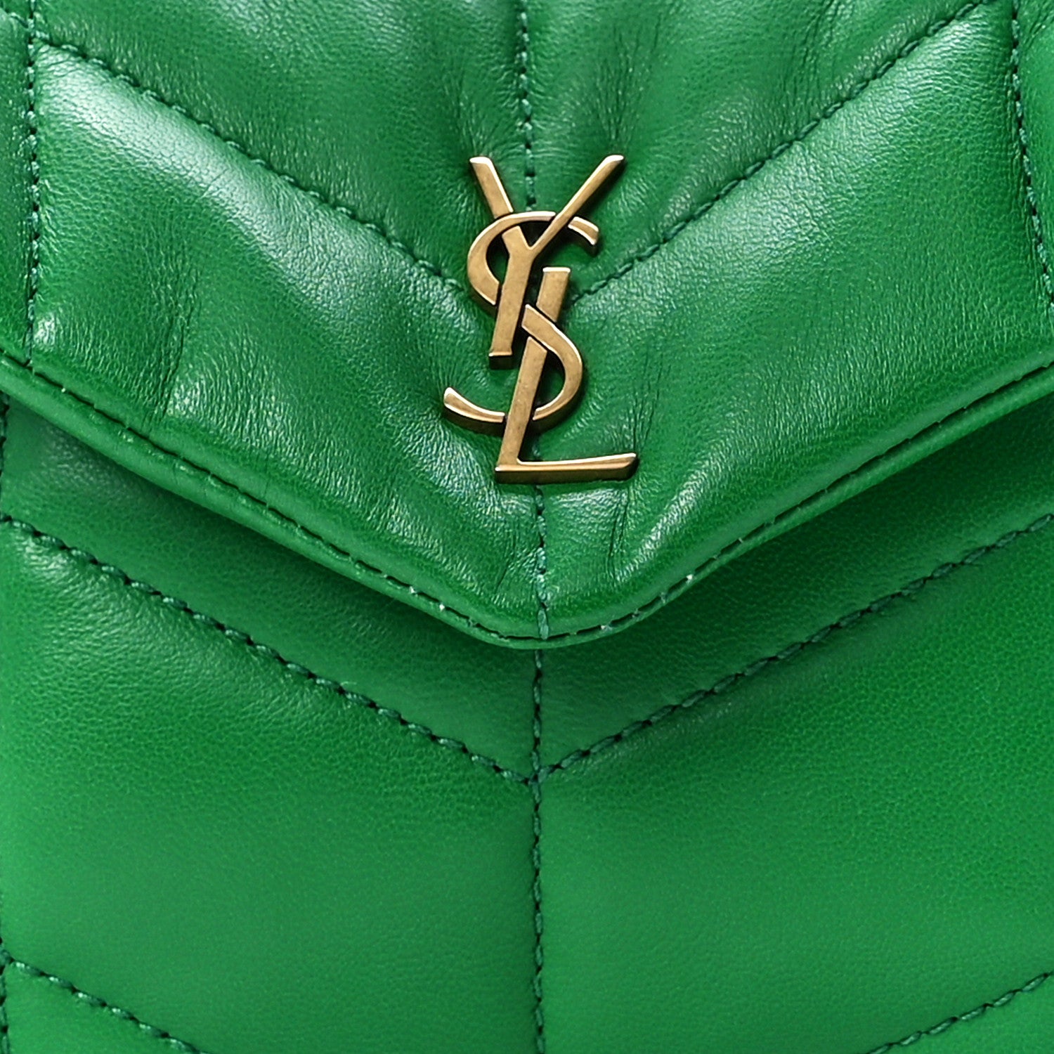 Saint Laurent Lambskin Monogram Loulou Puffer Pouch Clutch New Vert 8 of 12