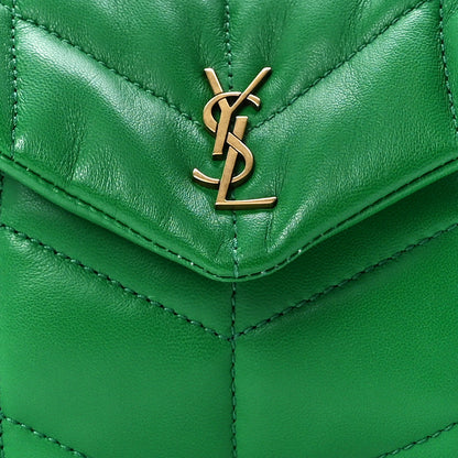 Saint Laurent Lambskin Monogram Loulou Puffer Pouch Clutch New Vert 8 of 12