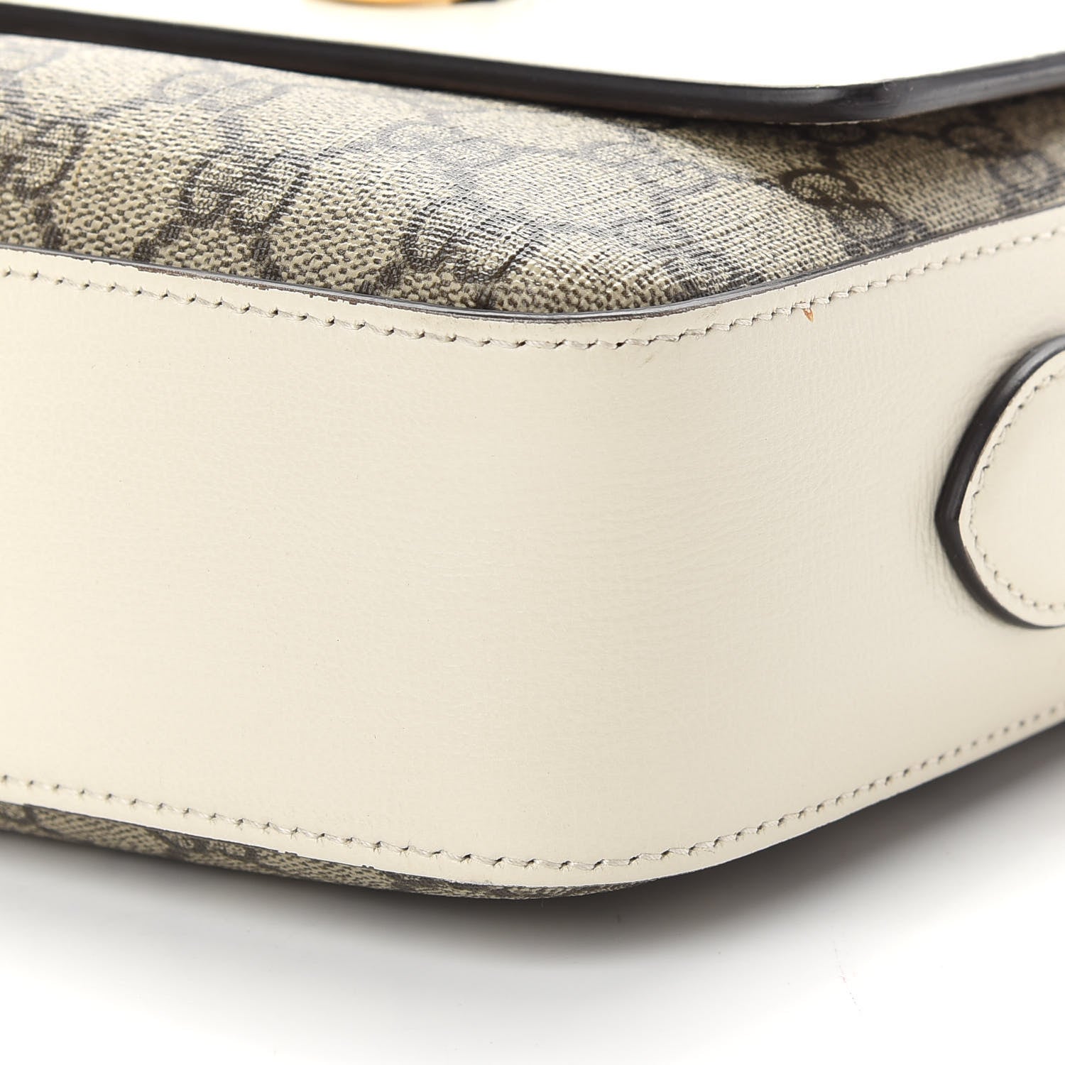 Gucci GG Supreme Monogram Small Horsebit 1955 Shoulder Bag Beige Mystic White 9 of 9