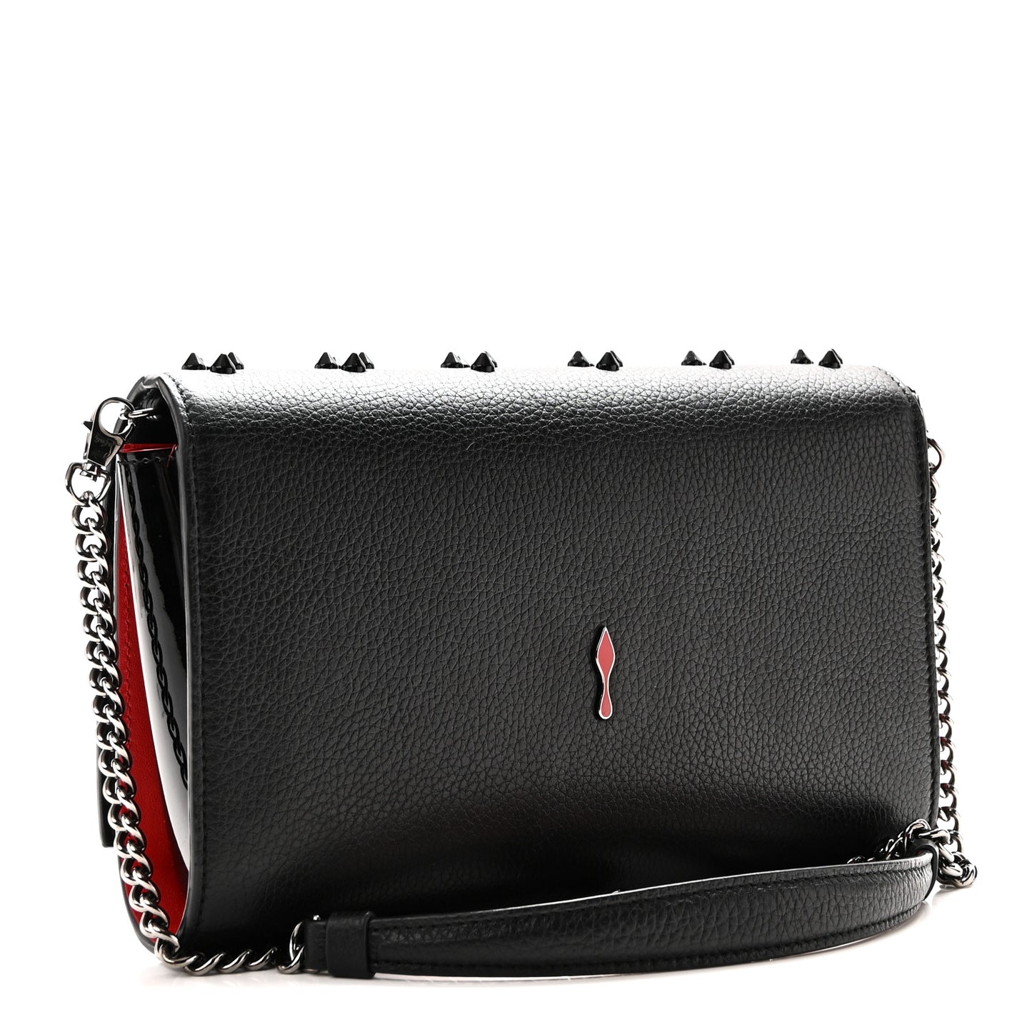 Calfskin Spikes Loubinthesky Paloma Clutch Black
