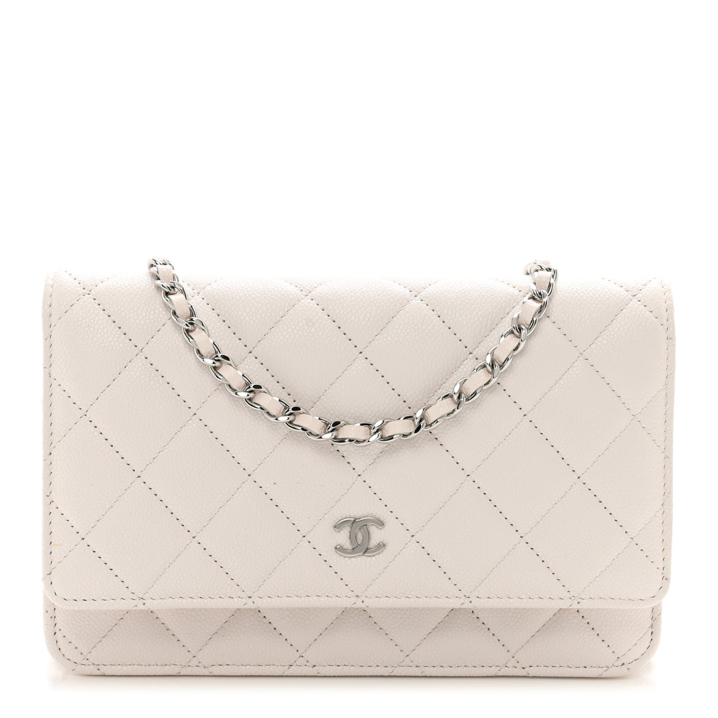 Caviar Quilted Wallet On Chain WOC White