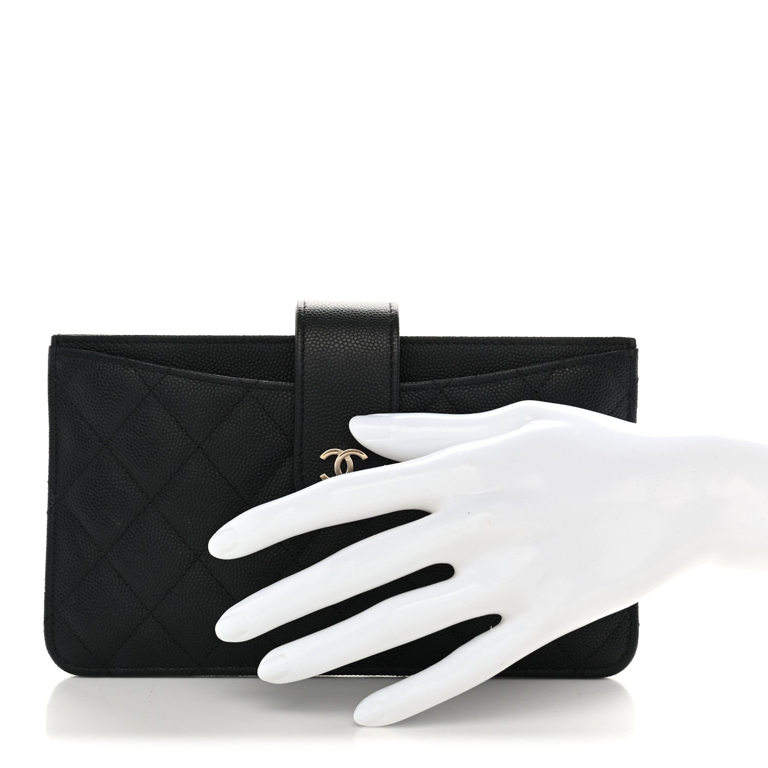 Chanel Caviar Quilted Classic Strap Pouch Black 2 of 10