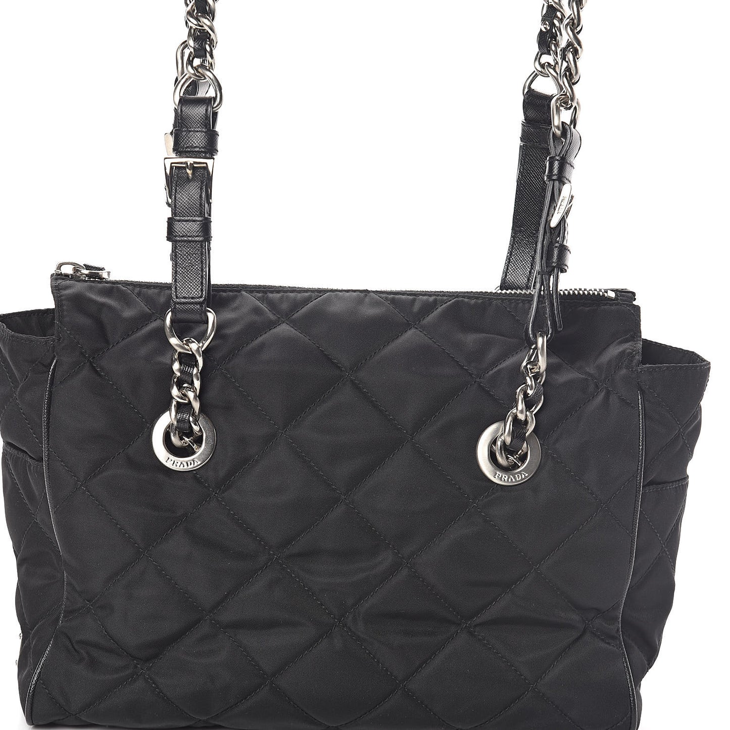 Nylon Tessuto Impuntu Quilted Shoulder Bag Black