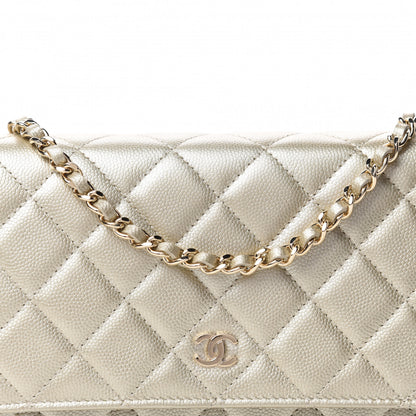 Chanel Metallic Caviar Quilted Wallet on Chain WOC Gold 11 of 12