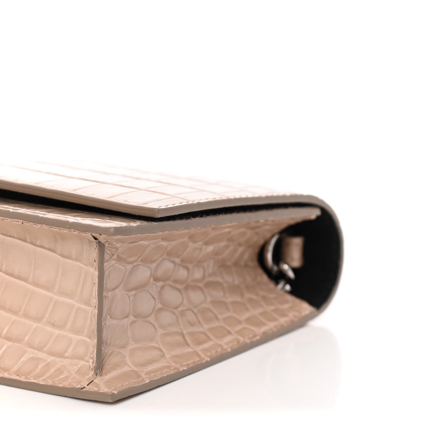 Calfskin Crocodile Embossed Skull Mini Crossbody Bag Beige