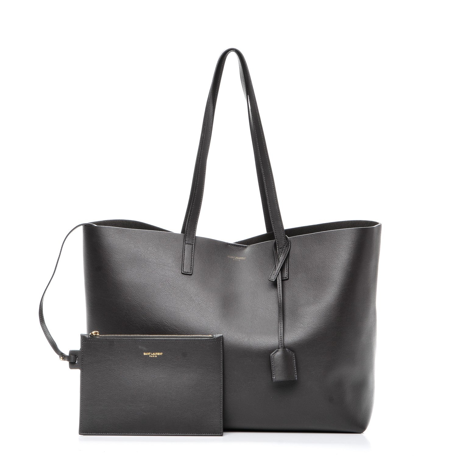 Saint Laurent Calfskin Large Shopping Tote Dark Grey 3 of 9