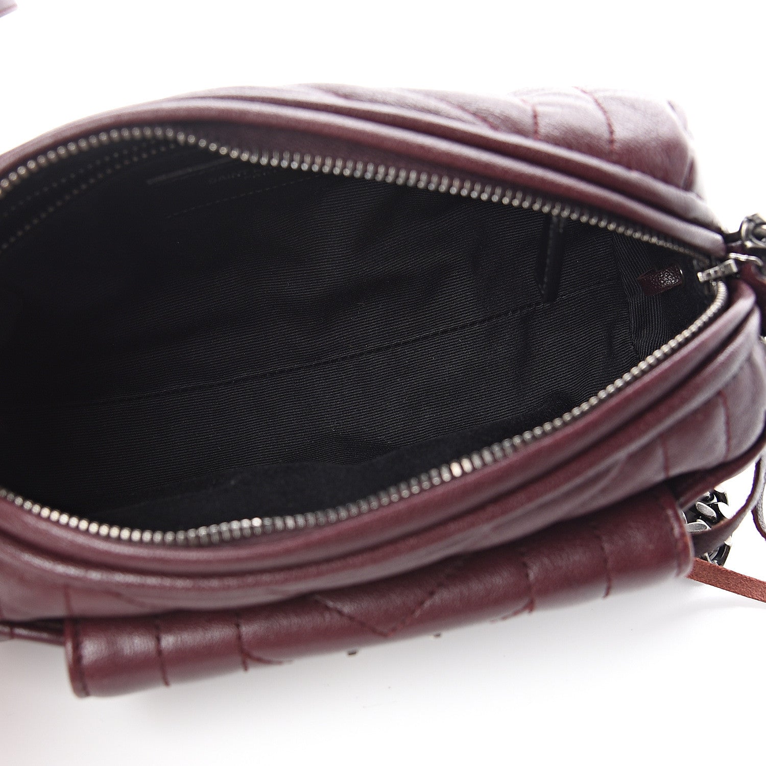 Saint Laurent Lambskin Matelasse Monogram East West Rider Bag Bordeaux 4 of 9