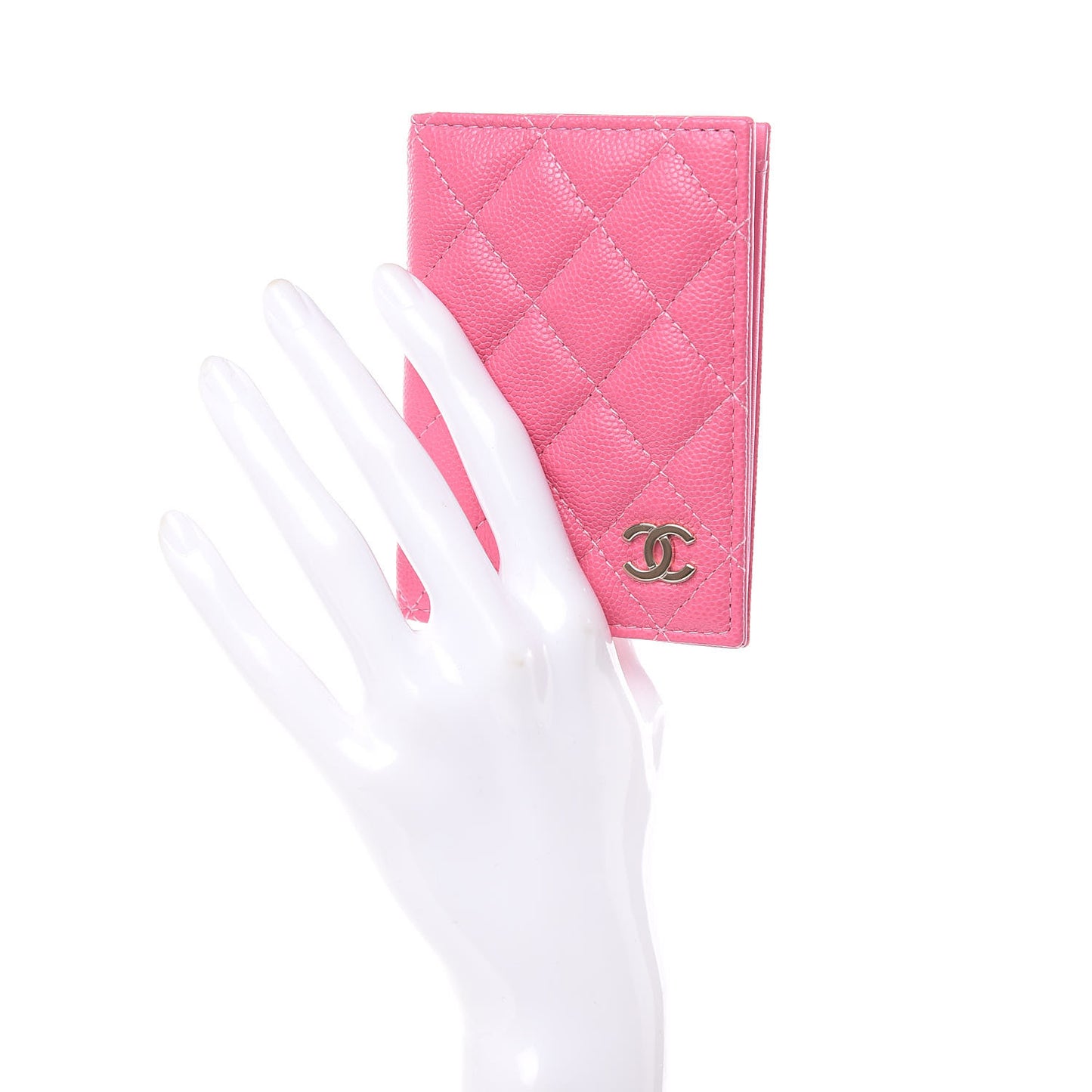 Caviar Quilted Card Holder Wallet Pink