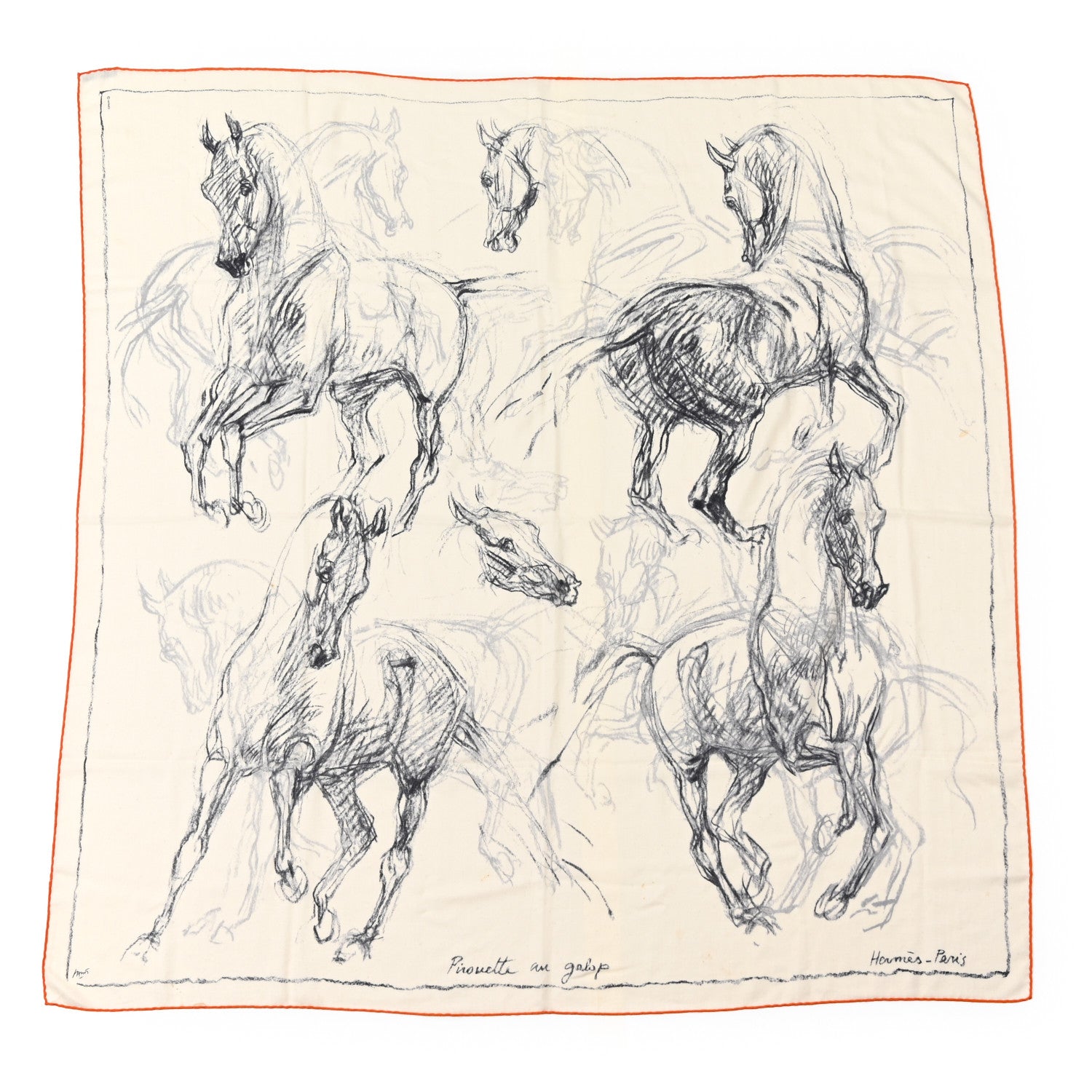 Hermes Cashmere Silk Pirouette au Galop Shawl 140 1 of 13