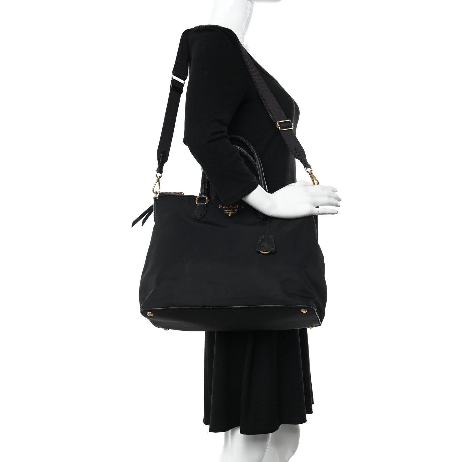 Prada Tessuto Nylon Saffiano Satchel Black 2 of 11