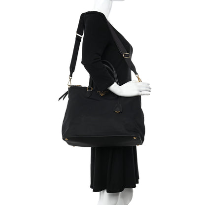 Prada Tessuto Nylon Saffiano Satchel Black 2 of 11