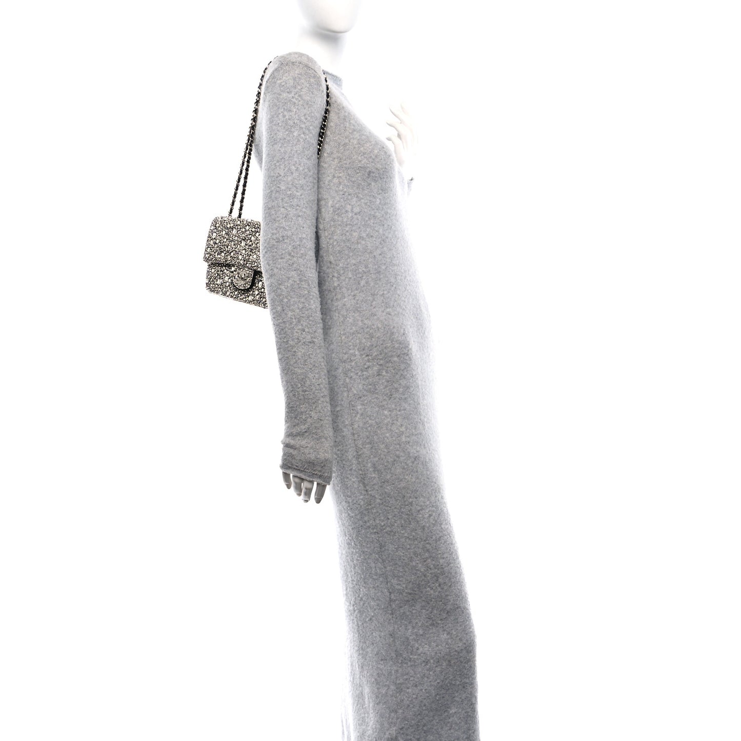 Satin Strass Mini Flap Silvery