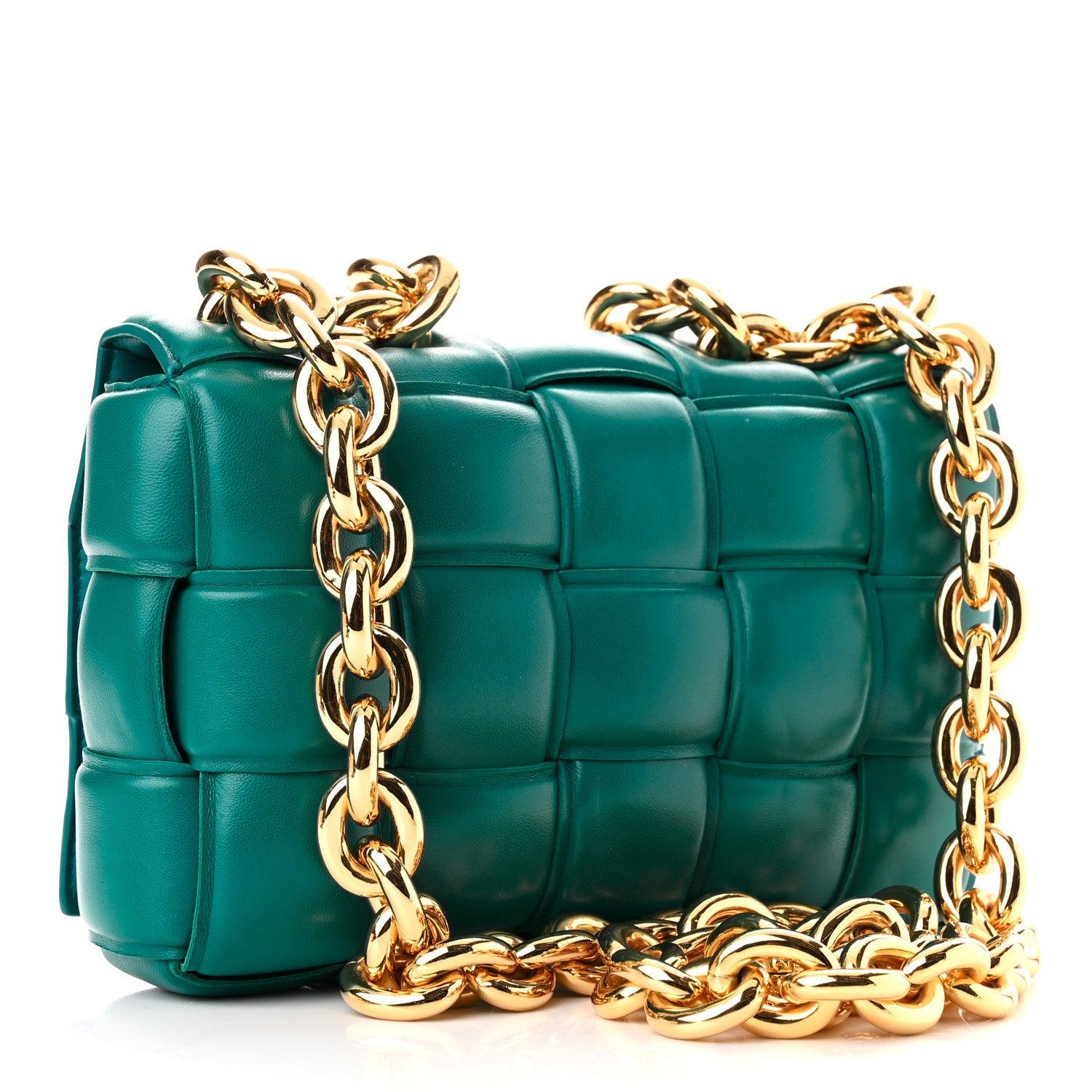 Bottega Veneta Lambskin Maxi Intreccio Padded Chain Cassette Crossbody Bag Mallard 3 of 9