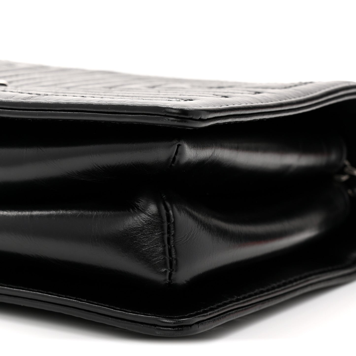 Glazed Calfskin Quilted Small Korean Garden Flap Black
