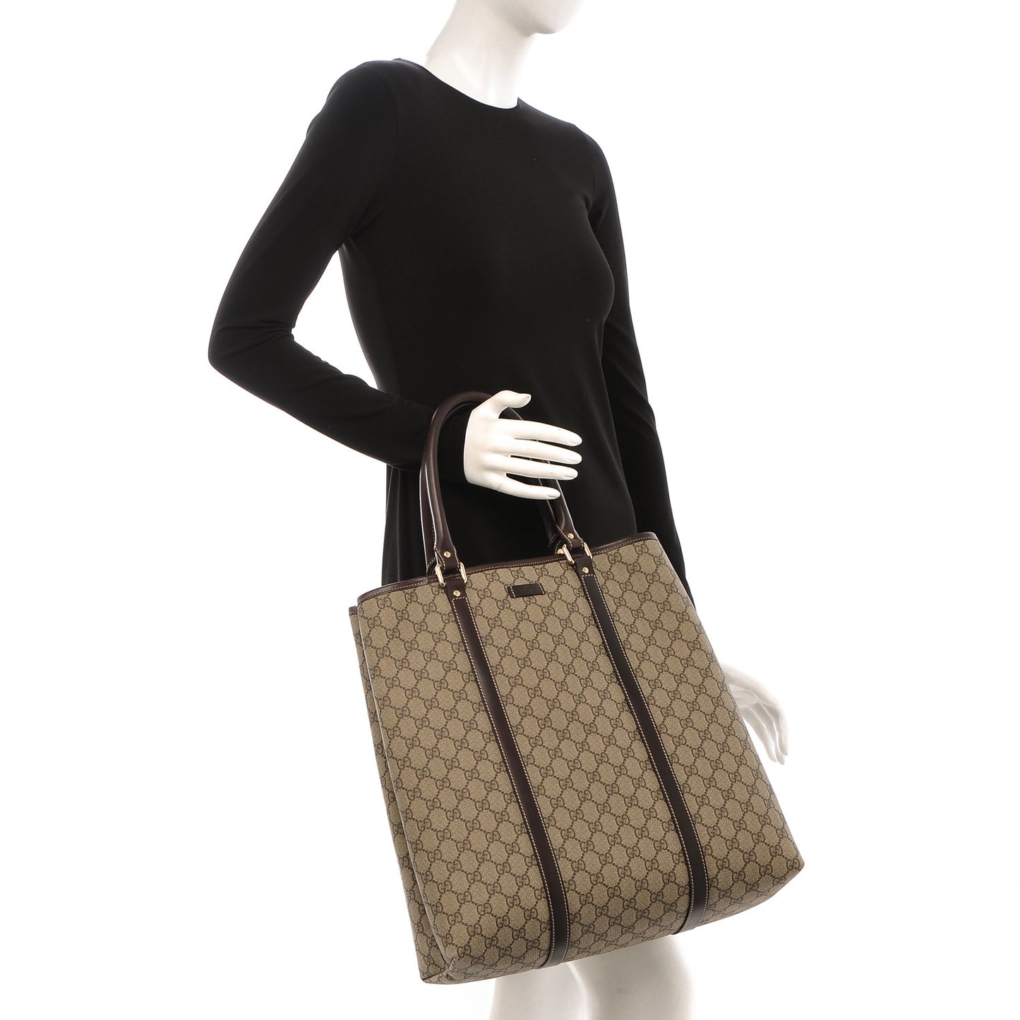 GG Plus Monogram Joy Vertical Tote Dark Brown