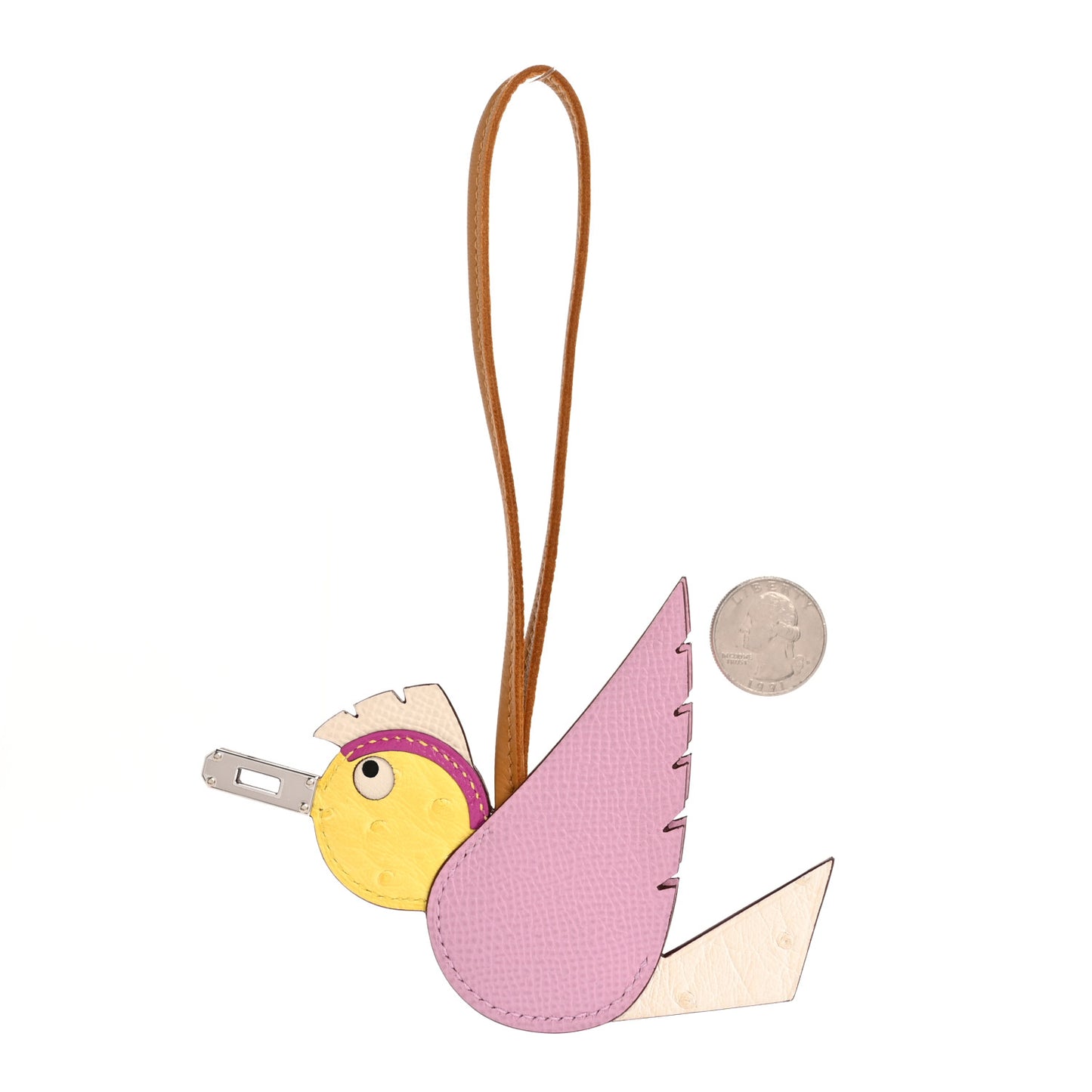 Ostrich Epsom Swift Birdy Bag Charm Mauve Sylvestre Nata Jaune Citron Magnolia Sesame